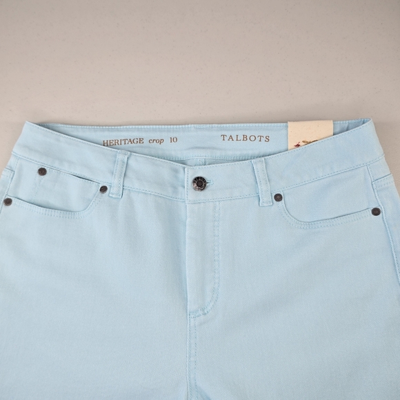 NWT Talbots Heritage Slim Crop Jeans Light Aqua Blue with Zip Hem Size 10 - Picture 6 of 10